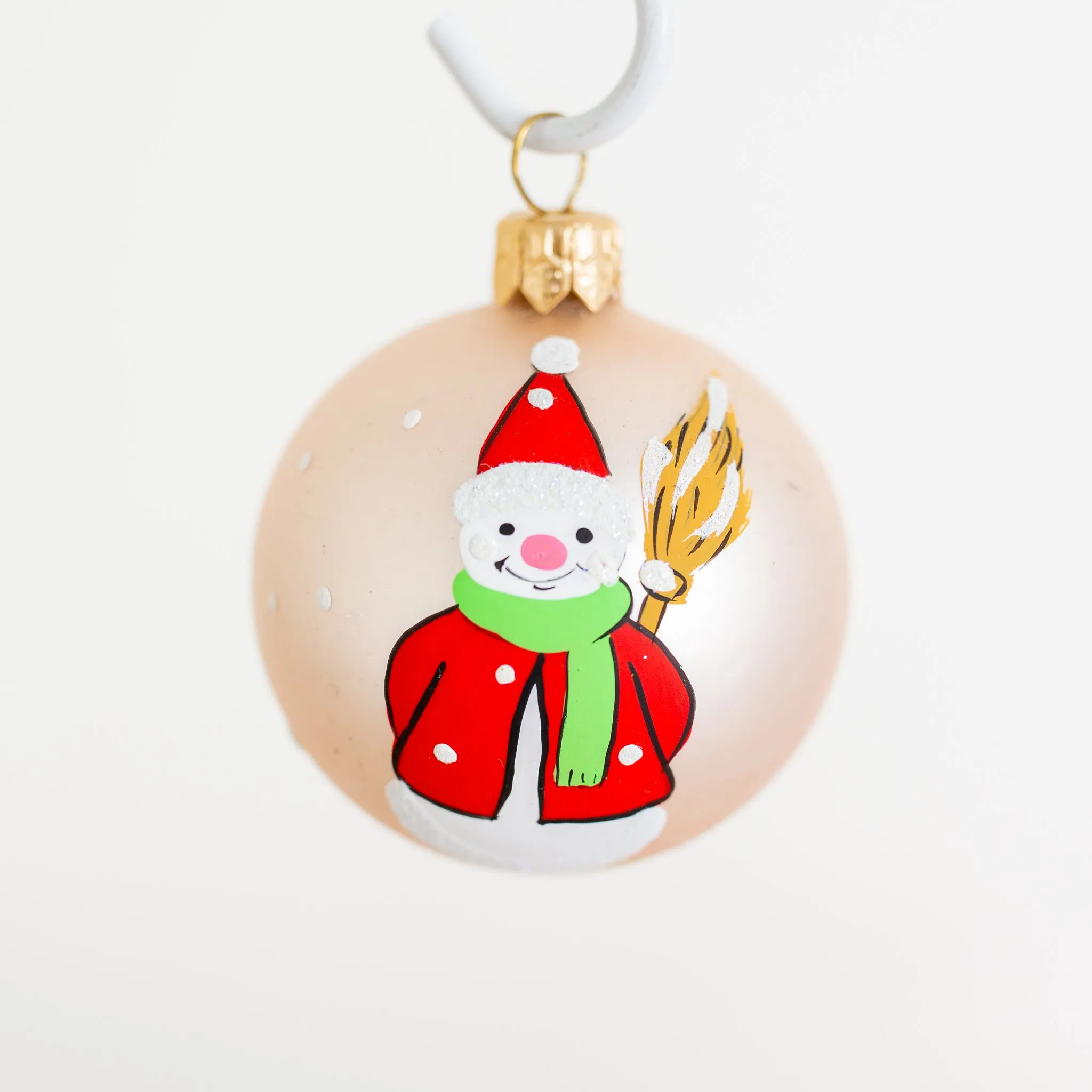 60mm Hand Painted Snowman with Green Scarf