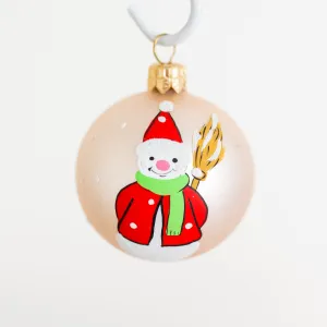 60mm Hand Painted Snowman with Green Scarf