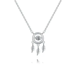 925 Sterling Silver CZ Diamond Collarbone Chain Pendant Feather Necklace