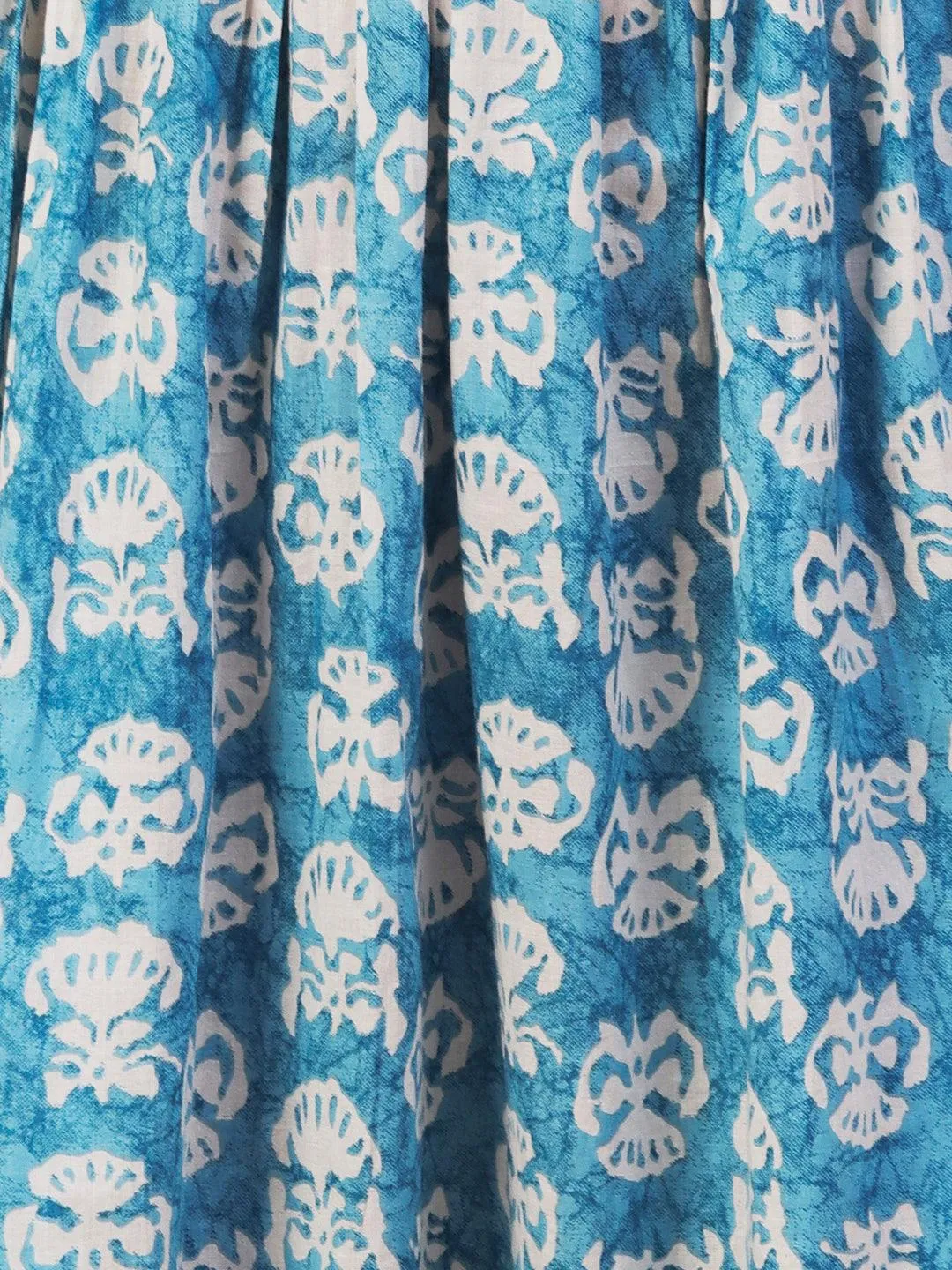 Abstract Printed Resham Embroidered High Slit Kurta With Pants & Printed Dupatta - Blue