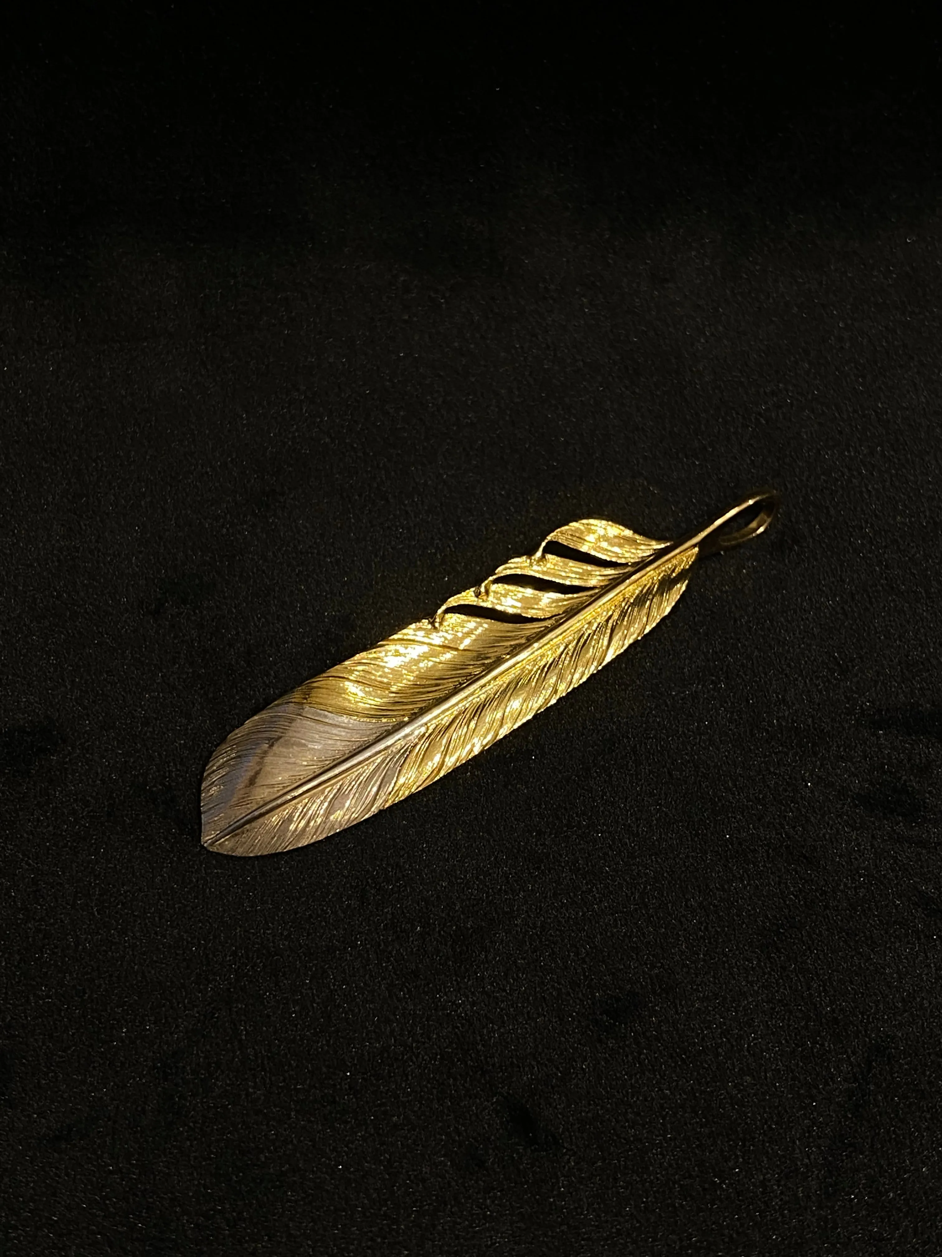 Albatory Tip Silver 18K Gold Feather Pendant L