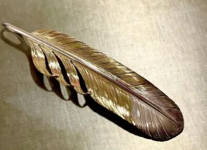 Albatory Tip Silver 18K Gold Feather Pendant L