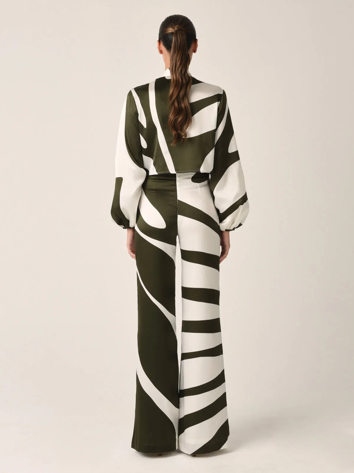 Andie Pant Green Abstract Palm