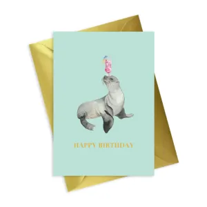 Animal Collection A6 Foiled Greeting Card Seal Happy Birthday