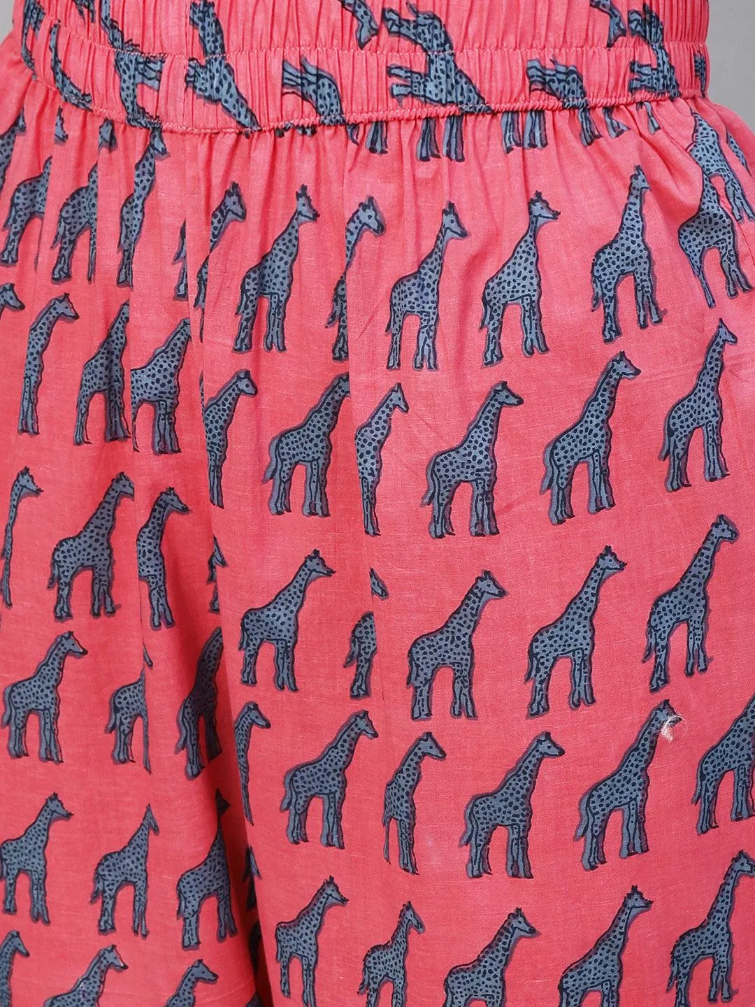 Animal Printed Shirt With Matching Pants Lounge Wear Set - Pink