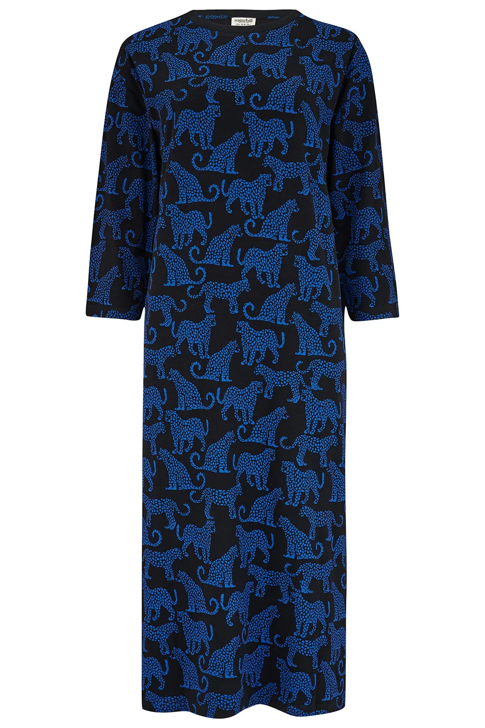 Ashanti Dress - Black/Blue, Leopard Spots