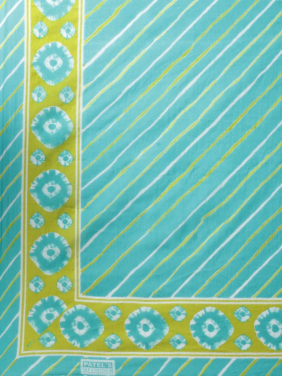 Blue Printed Cotton Dupatta Set