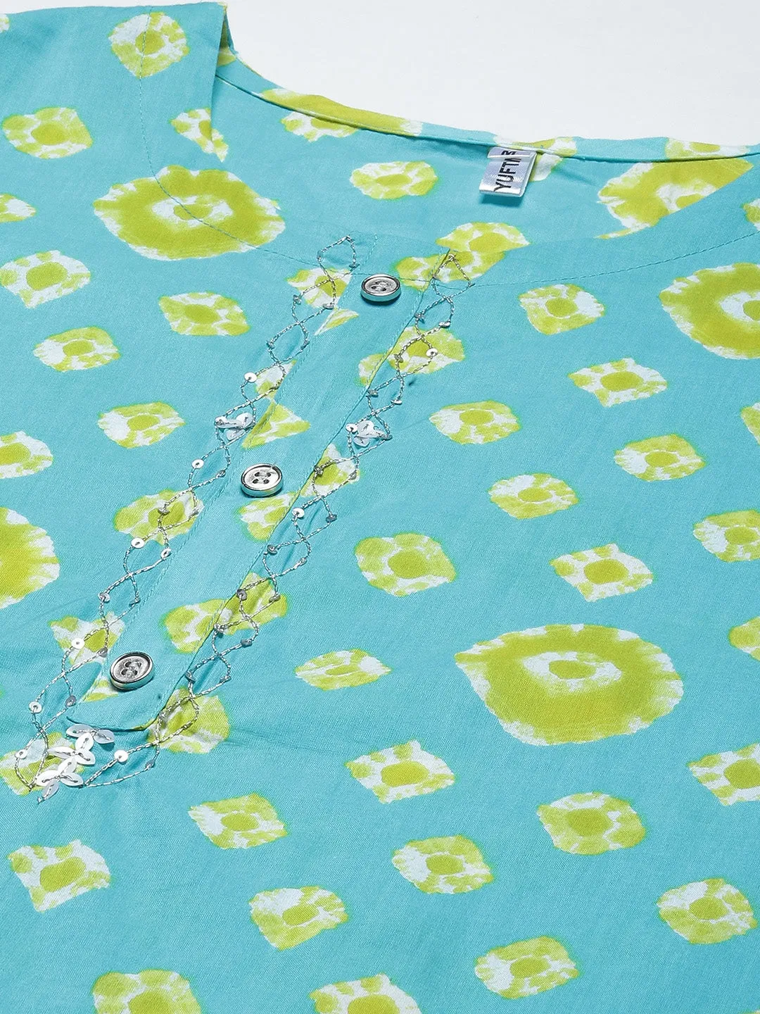 Blue Printed Cotton Dupatta Set