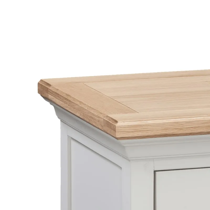 Cotswold 3 Drawer Bedside Table in Light Grey w/ Oak Top