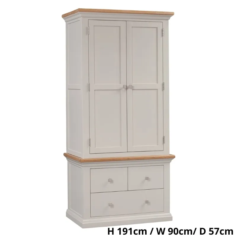Cotswold Gents Wardrobe in Light Grey w/ Lacquered Oak Top