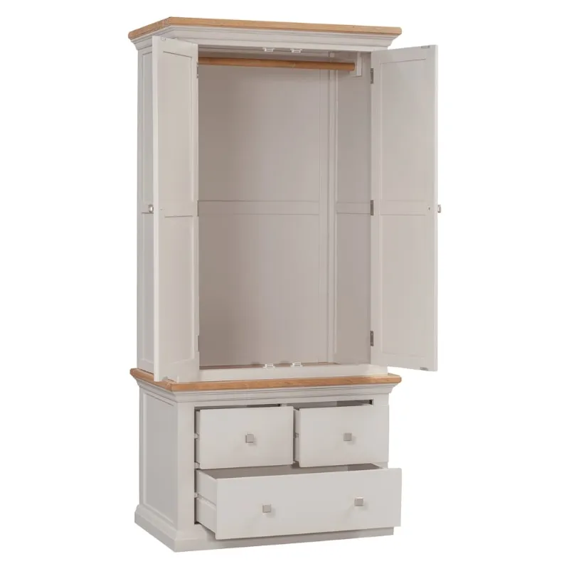 Cotswold Gents Wardrobe in Light Grey w/ Lacquered Oak Top