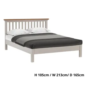 Cotswold King Size Bed in Light Grey w/ Lacquered Oak Top