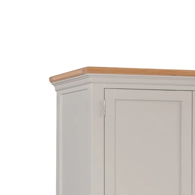 Cotswold Triple Wardrobe in Light Grey w/ Lacquered Oak Top
