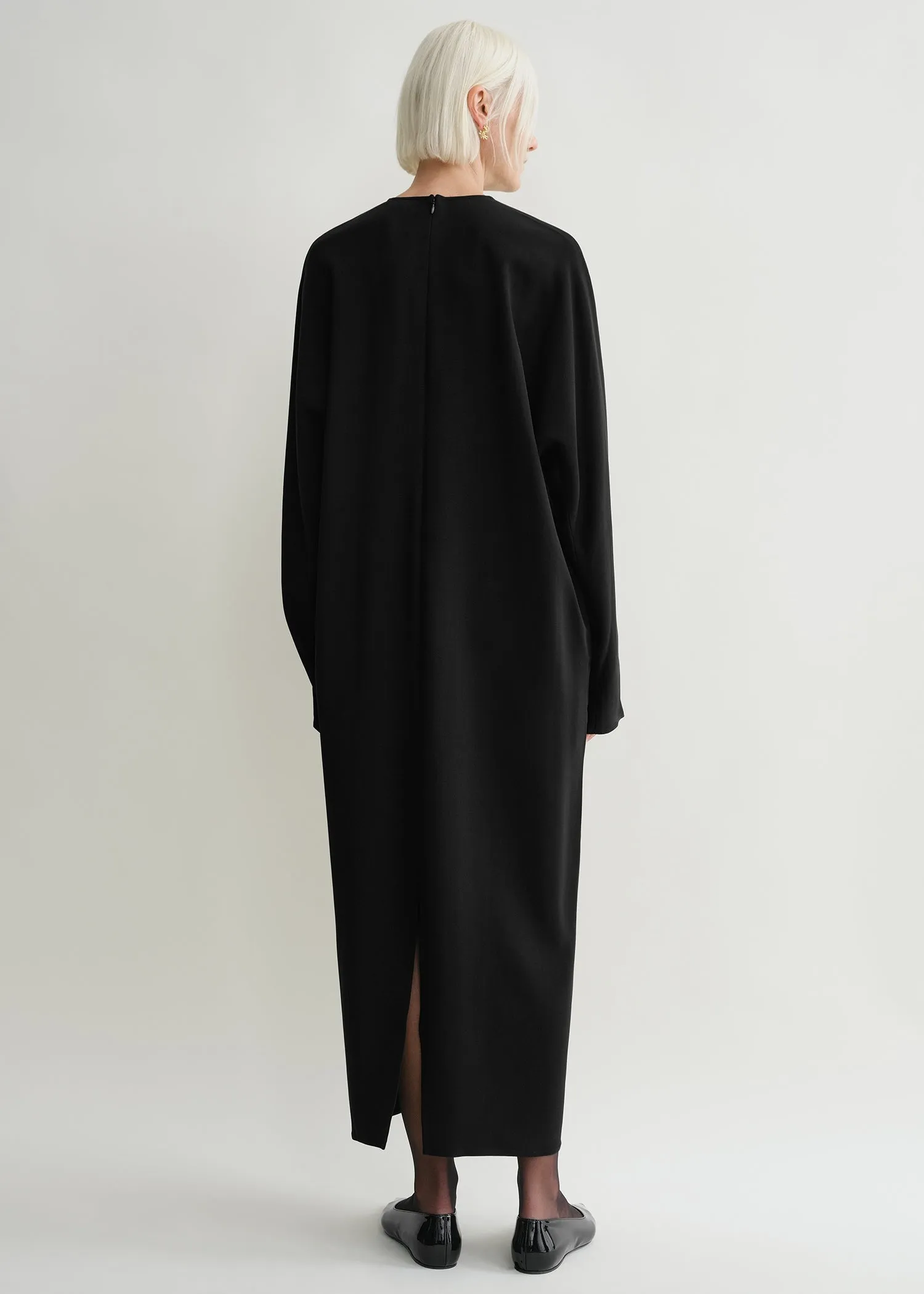 Crew-neck cady dress black