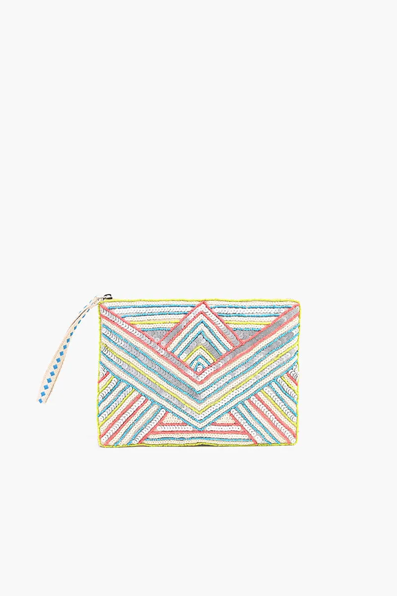 Embellished Tote with Pouch & Coin Neon