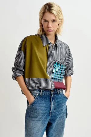Glam Striped Patchwork Shirt