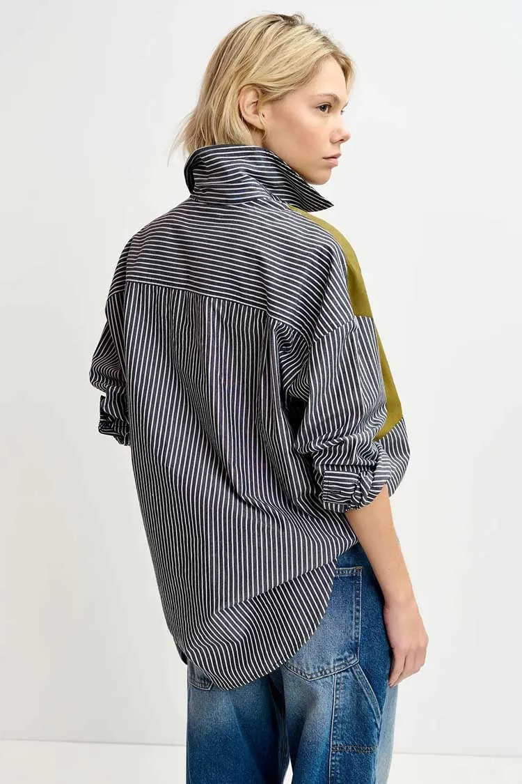 Glam Striped Patchwork Shirt