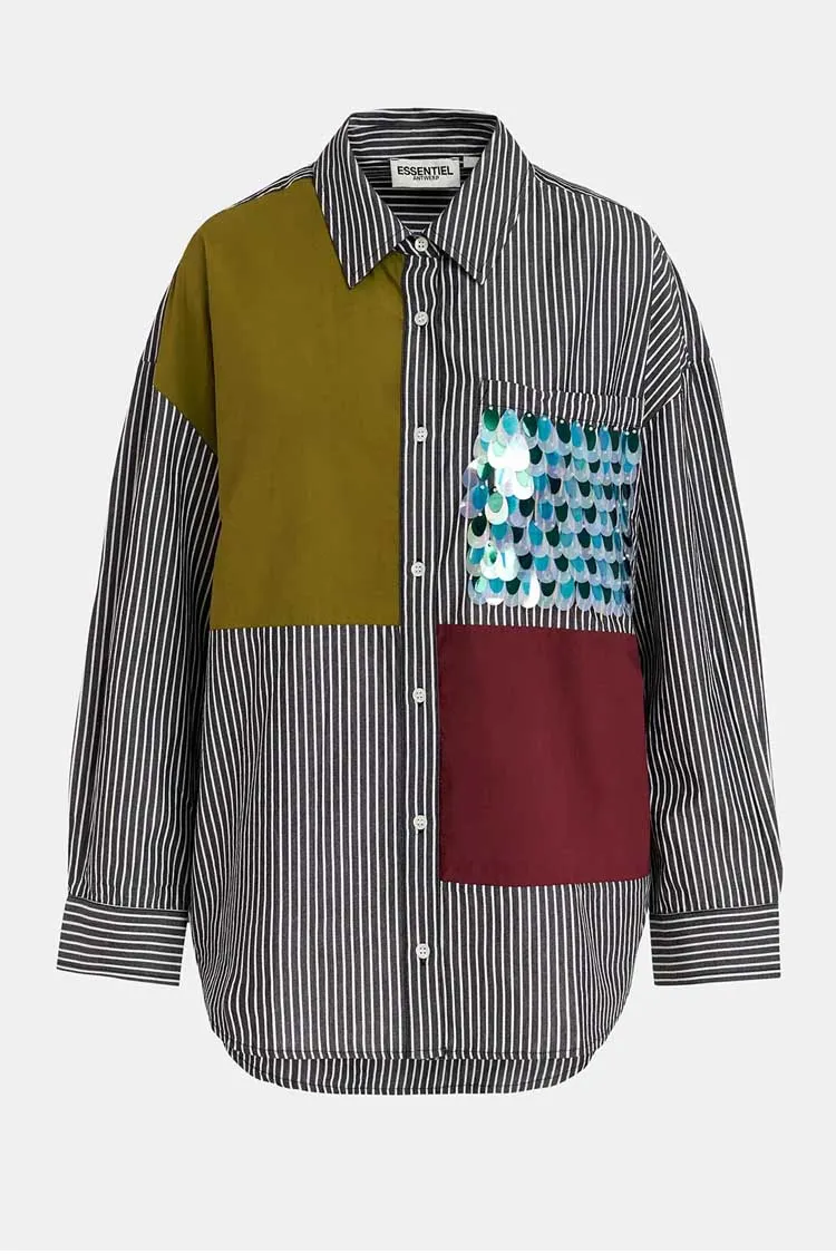 Glam Striped Patchwork Shirt