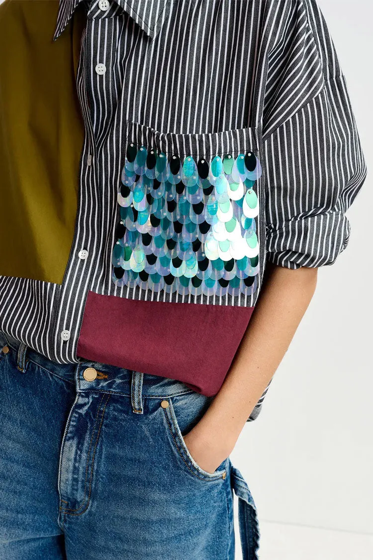 Glam Striped Patchwork Shirt