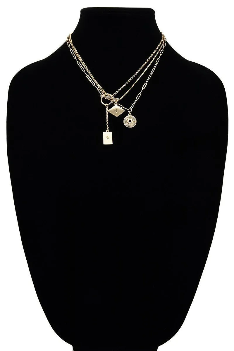 Gorgeous layered assorted pave crystal charms necklace