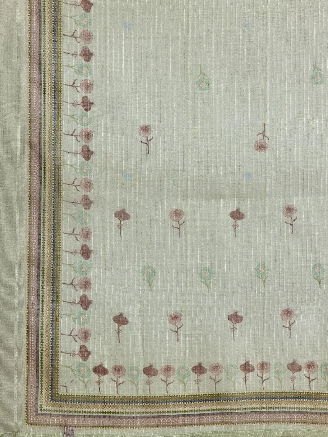 Green Printed Chanderi Silk Pakistani Suit