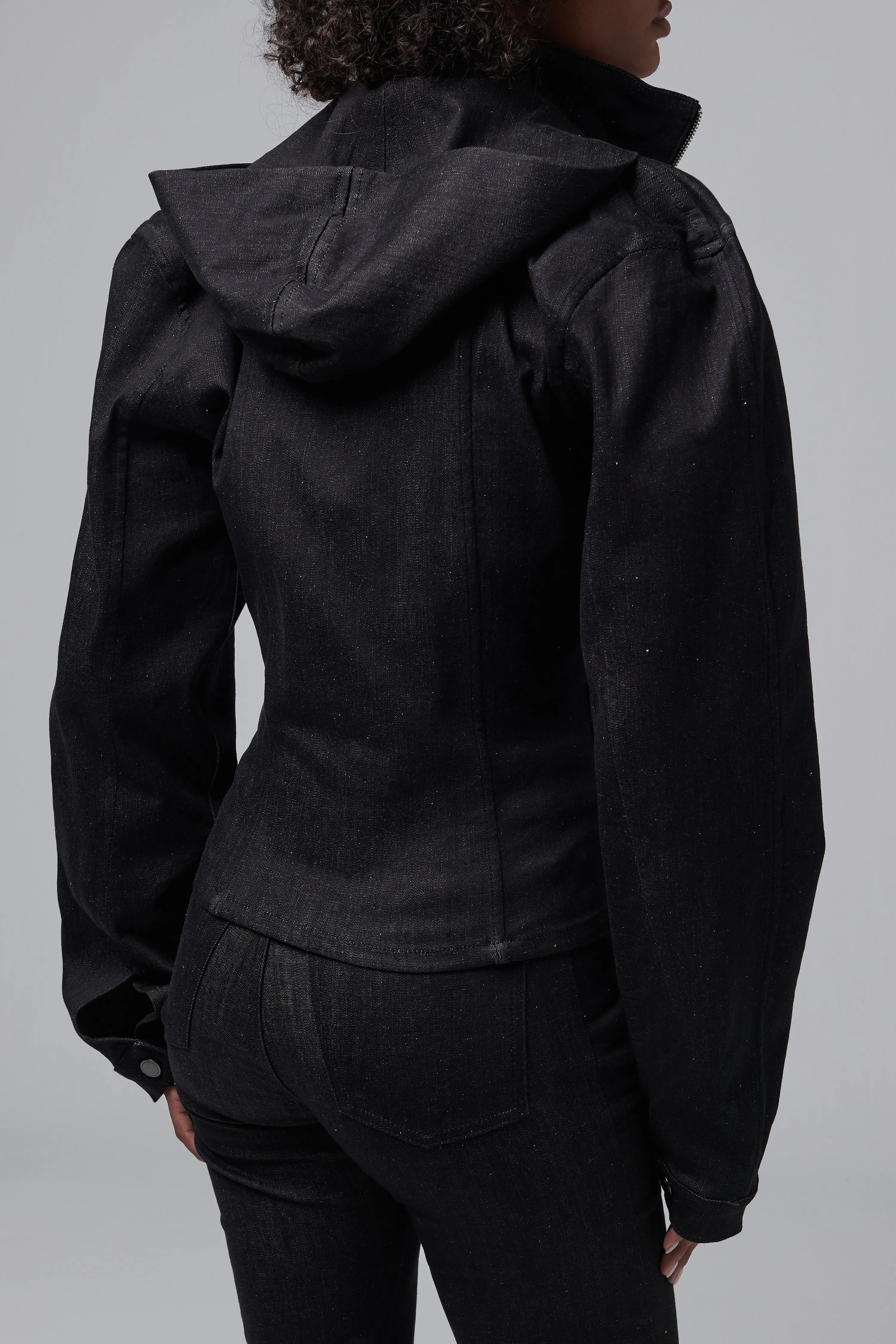 Grey Asymmetric Denim Jacket