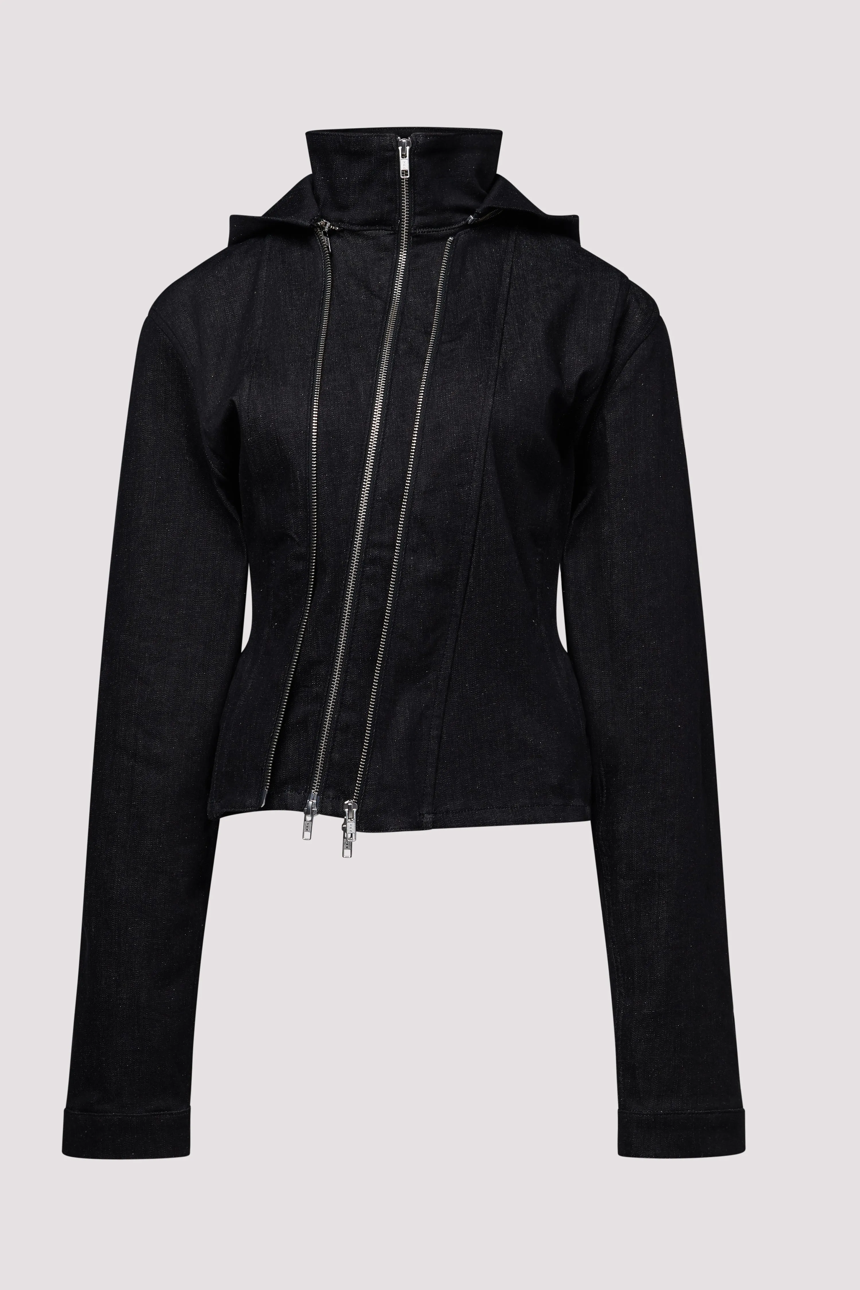 Grey Asymmetric Denim Jacket