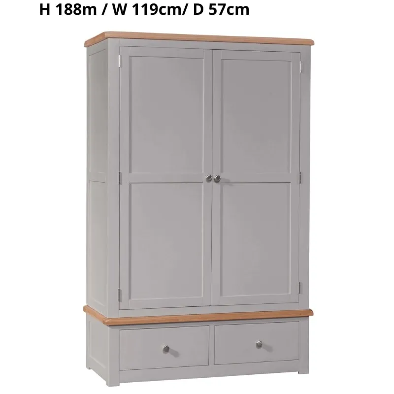 Grey Painted Gents Wardrobe w/ Lacquered Oak Top
