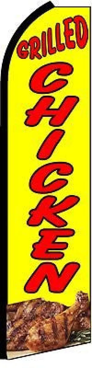 Grilled Chicken Restaurant Swooper Feather Banner Flag Sign