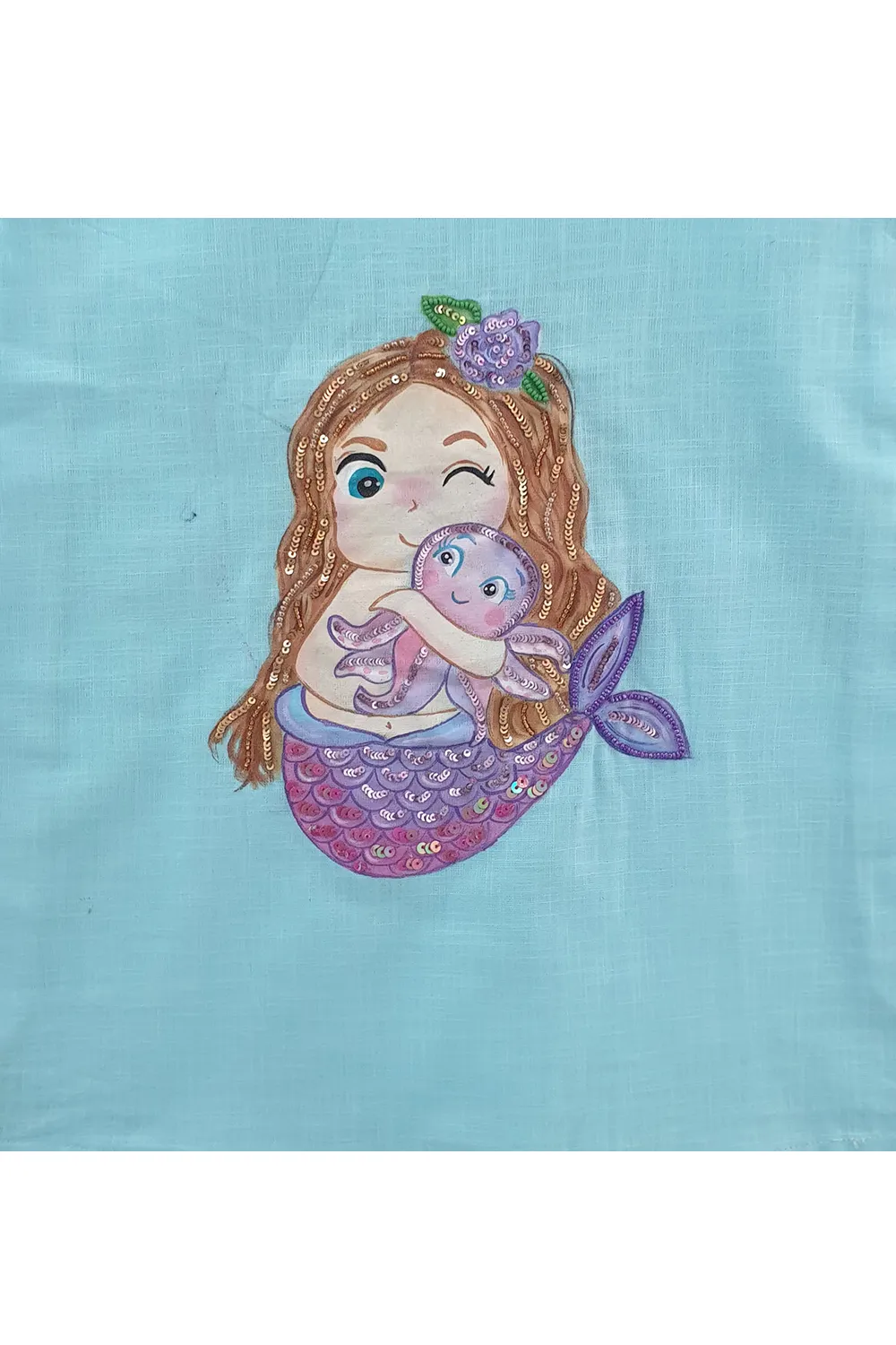 Hand painted blue mermaid frock