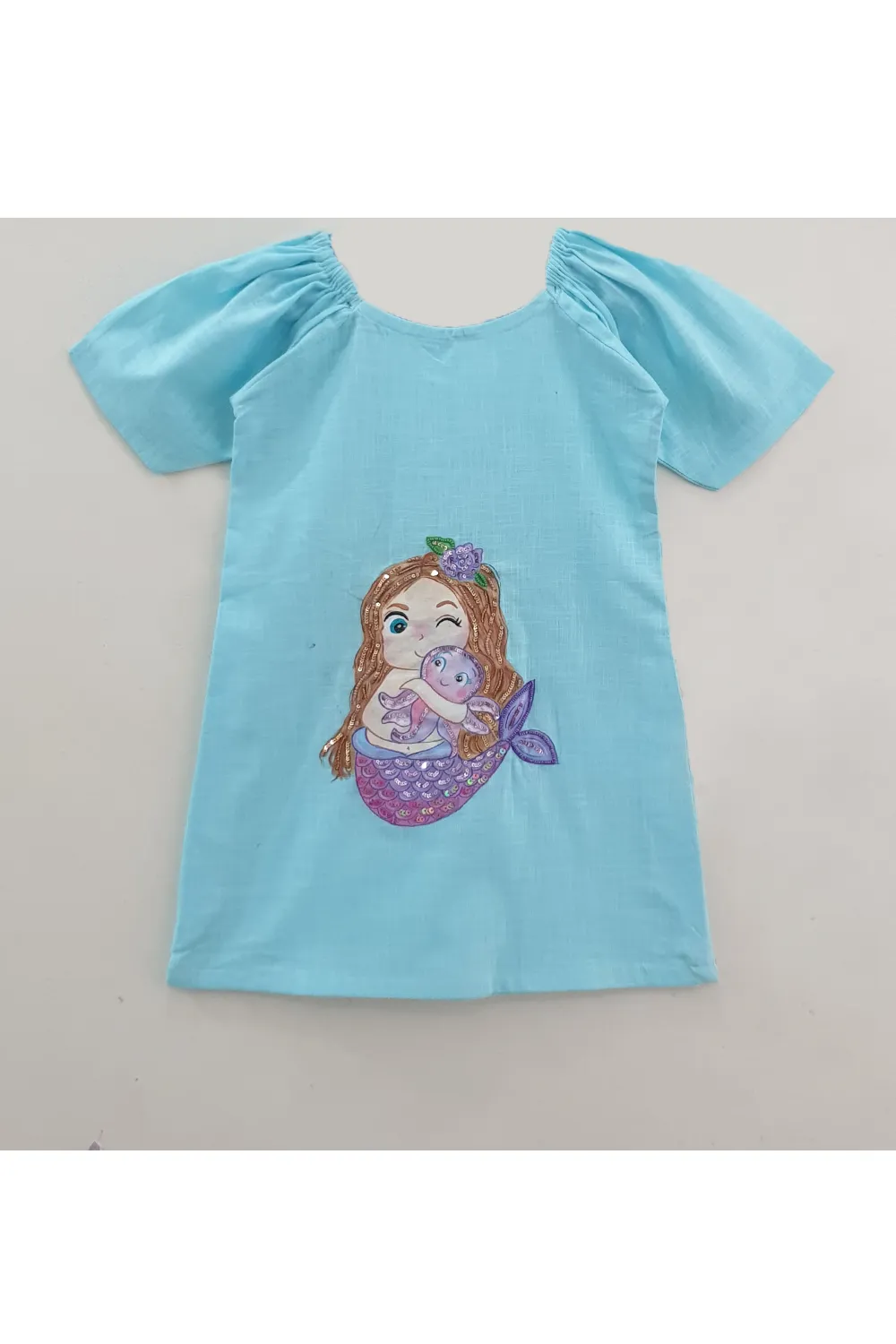 Hand painted blue mermaid frock
