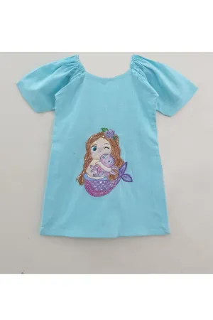 Hand painted blue mermaid frock