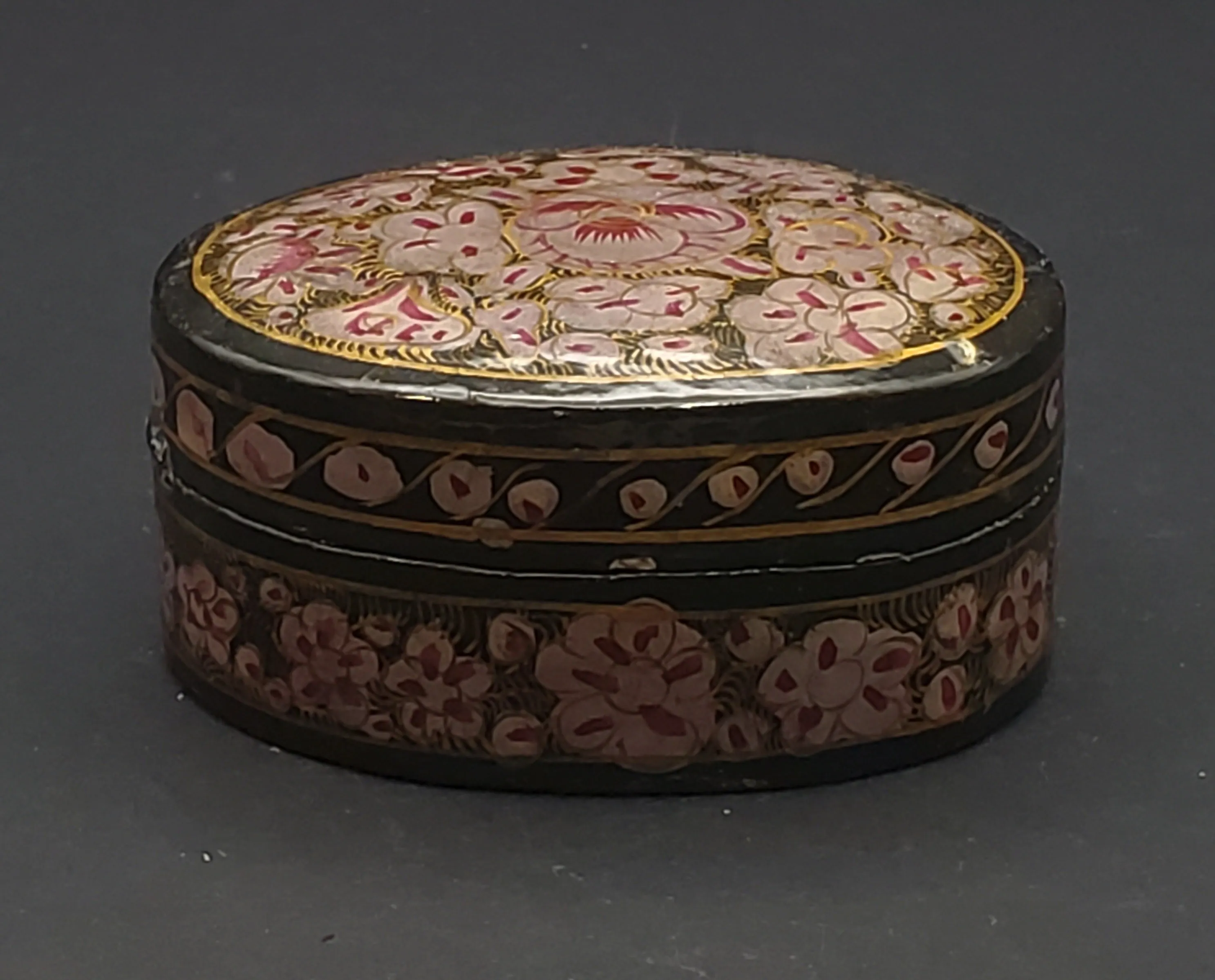 Hand Painted Oval Wooden Box