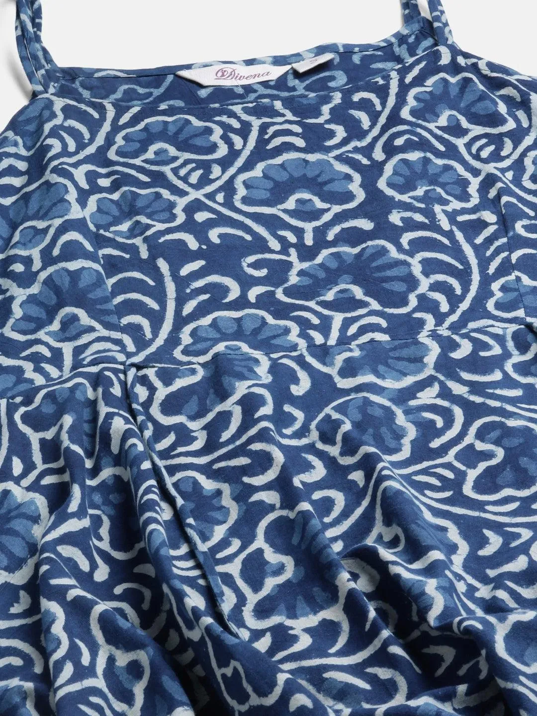Jashvi Indigo Hand Block Printed Anarkali Kurta Pant Set with Dupatta