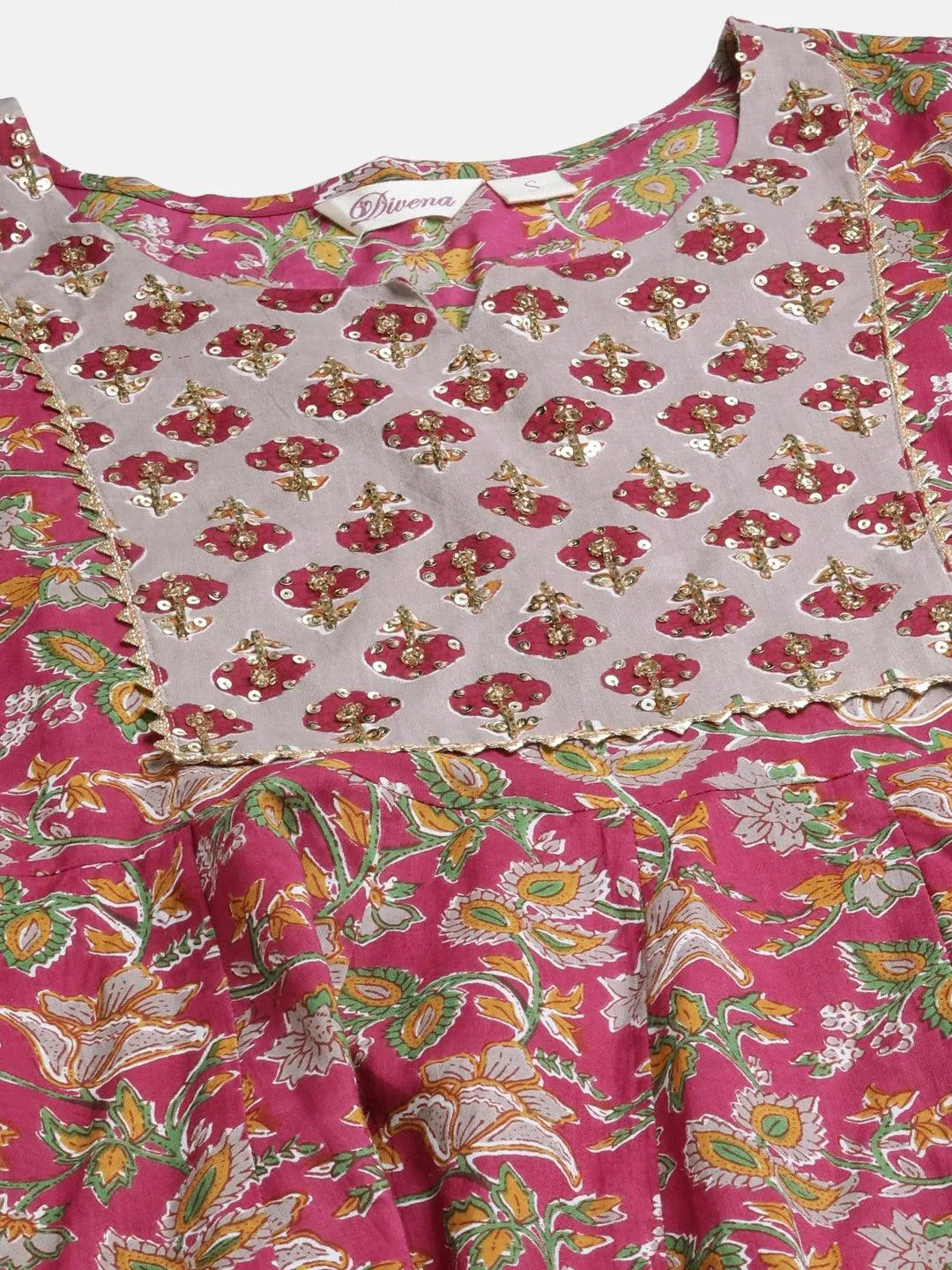Jashvi Purple Cotton Anarkali Kurta Pant Set with Dupatta