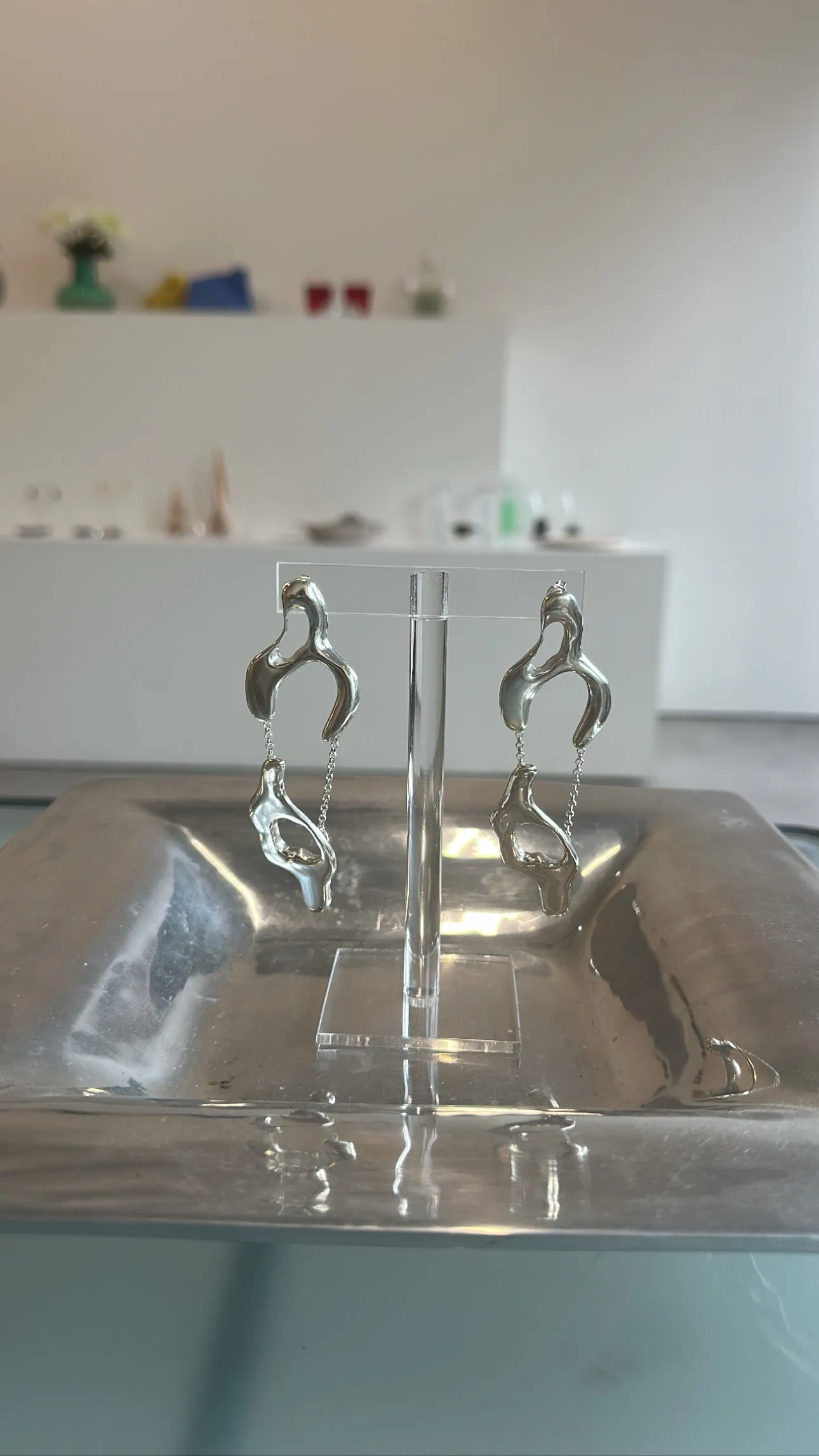 Jessi Burch - Silver Chain Pendant Earrings