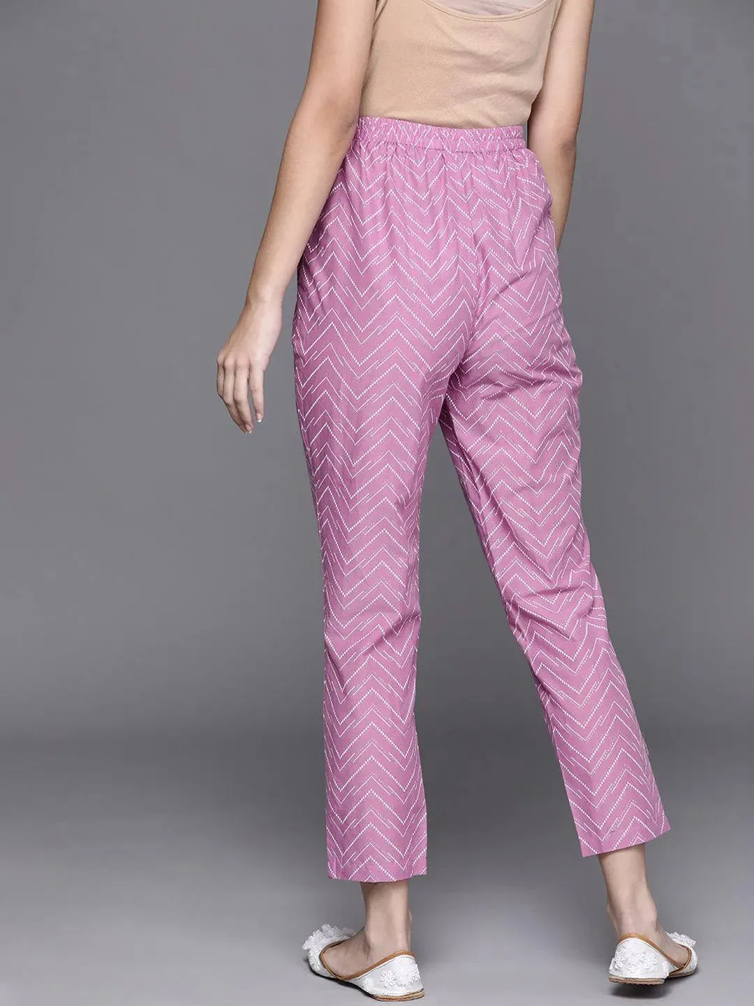 Lavender Printed Cotton Trousers