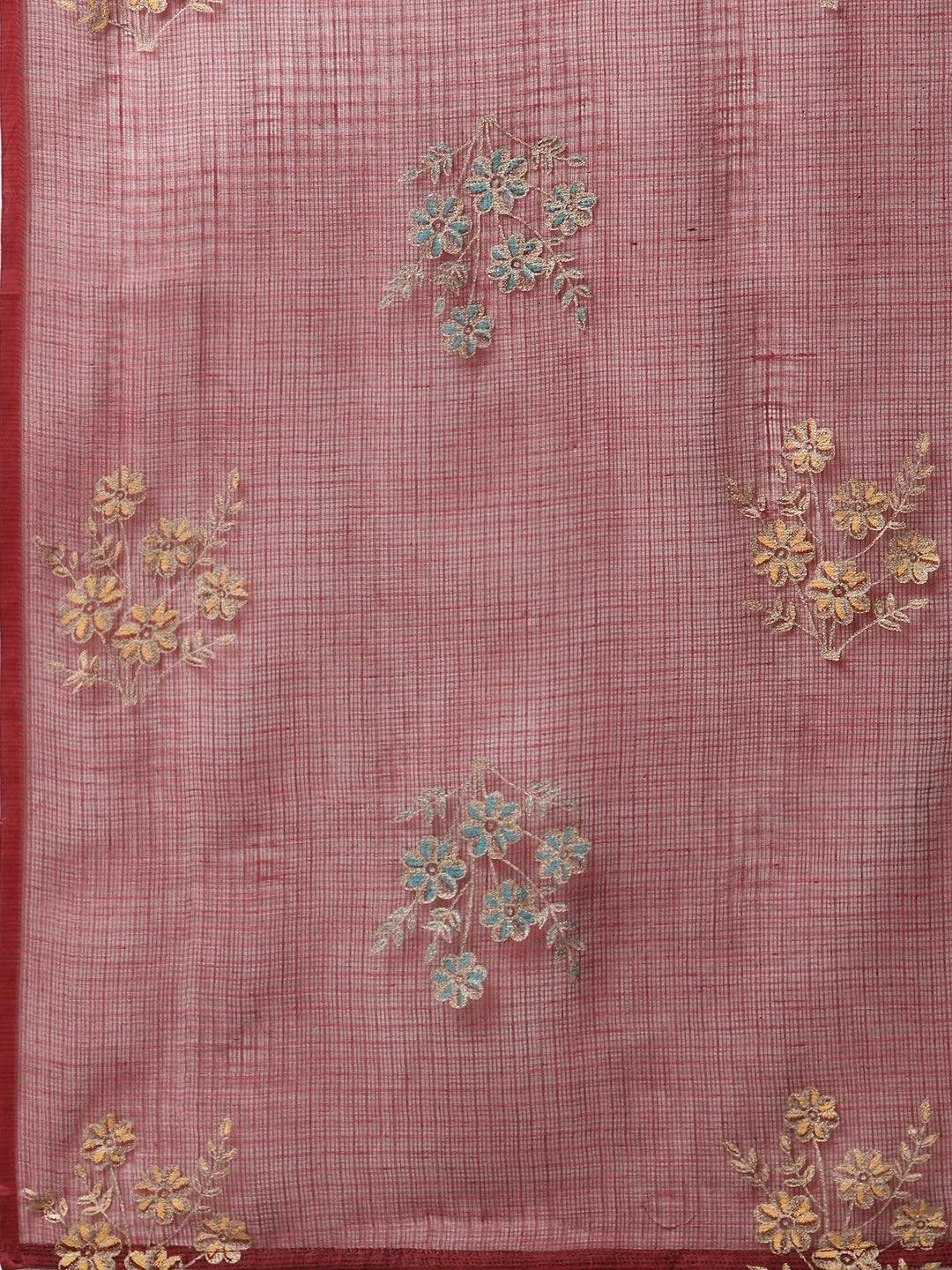 Maroon Rayon Kurta Pant Set With Kota Doria Dupatta