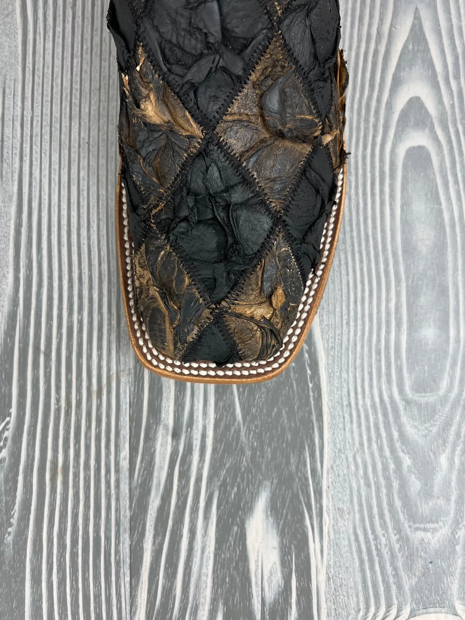 Men's Horse Power Black/Brazilian Big Bass Patch Work with 13" Flynn Chocolate Tops HP8064