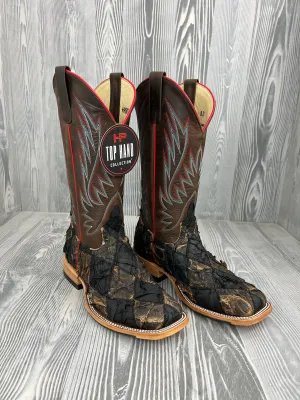 Men's Horse Power Black/Brazilian Big Bass Patch Work with 13" Flynn Chocolate Tops HP8064