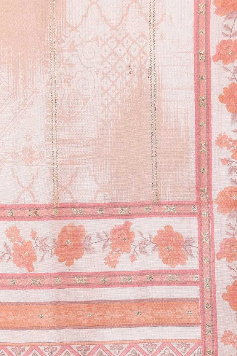 Peach Poly Silk Straight Kurta Pant With Dupatta