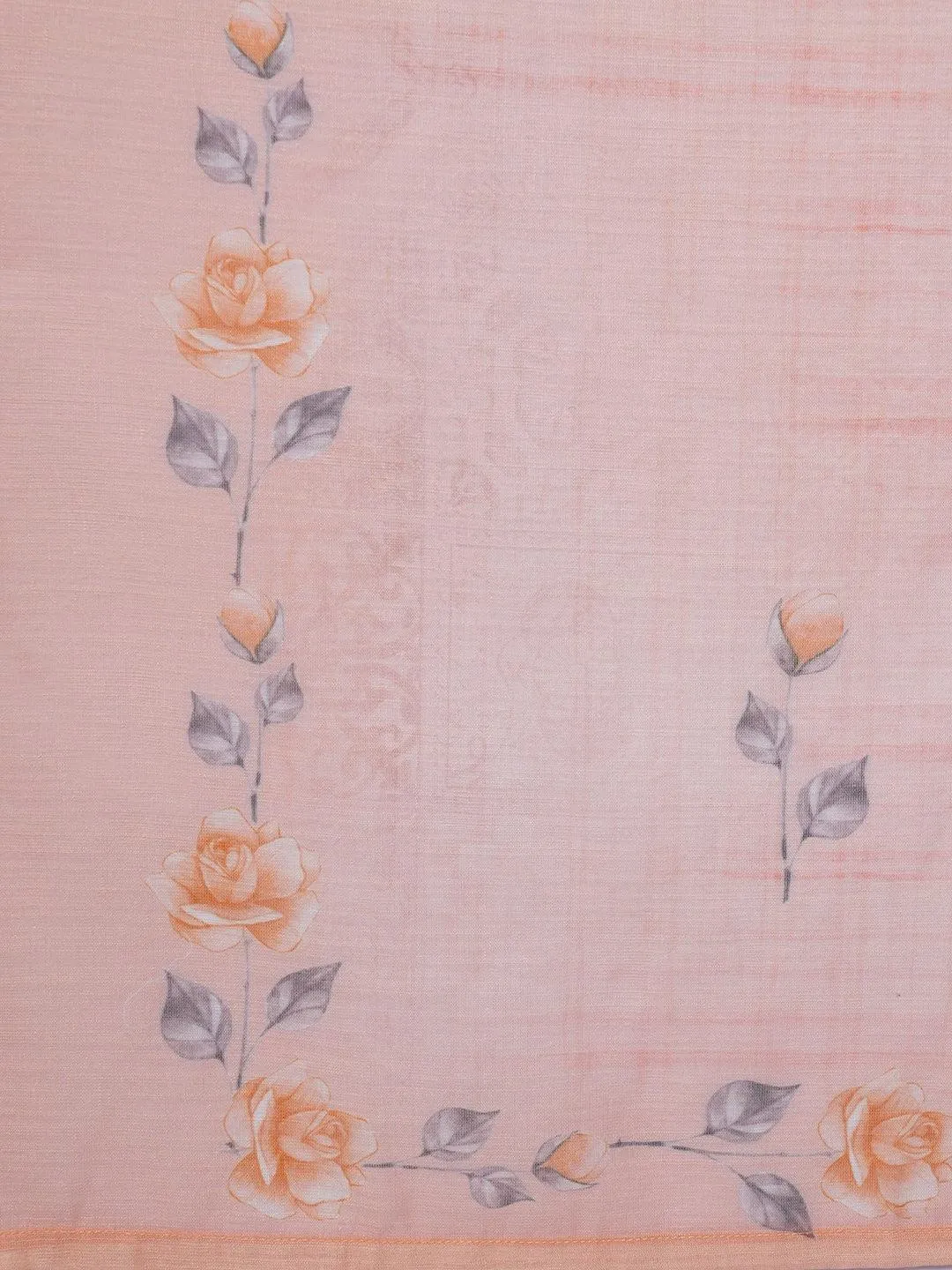 Peach Printed Linen Straight Suit With Dupatta