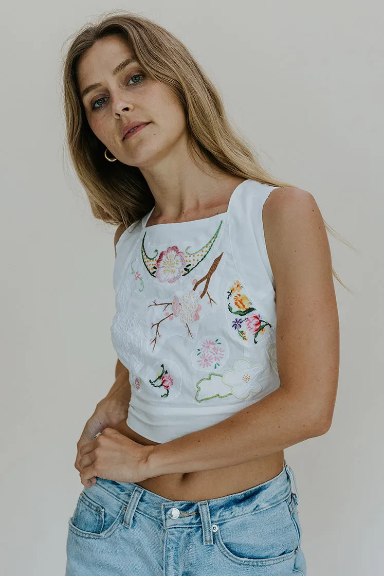 Pinafore Patchwork Crop Top - Cotton Voile