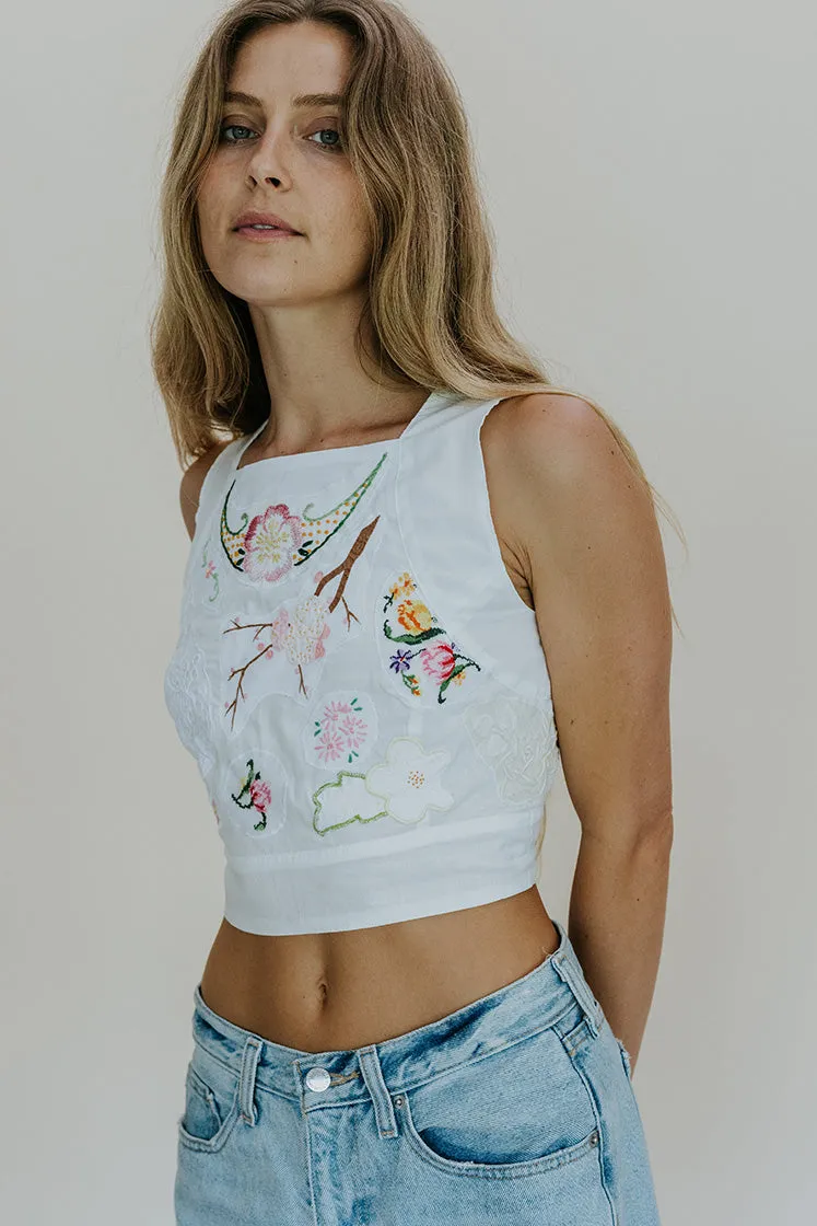 Pinafore Patchwork Crop Top - Cotton Voile