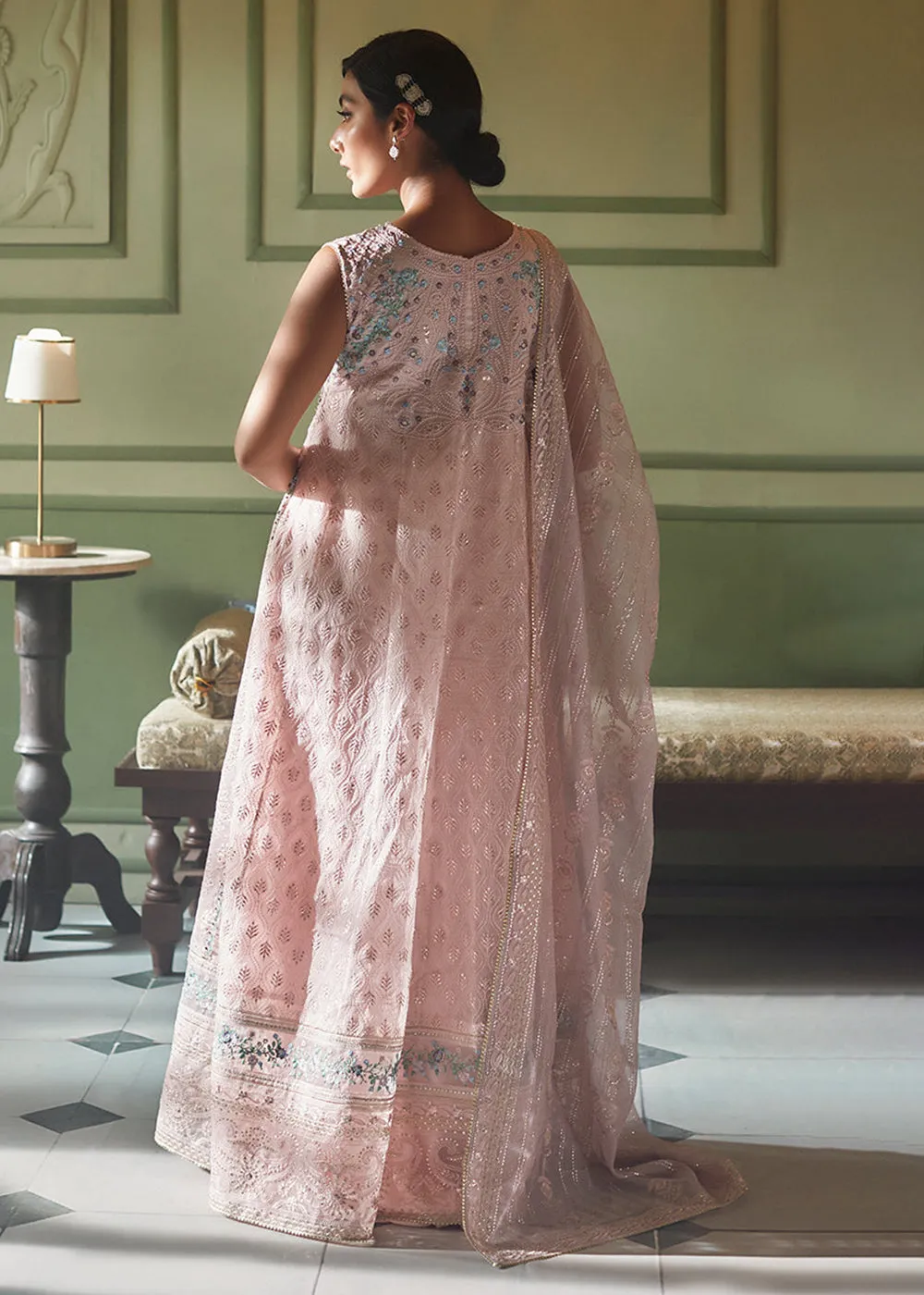 Pink Organza Net Pakistani Suit | Mushq | Qala Kamdaani | Zoya
