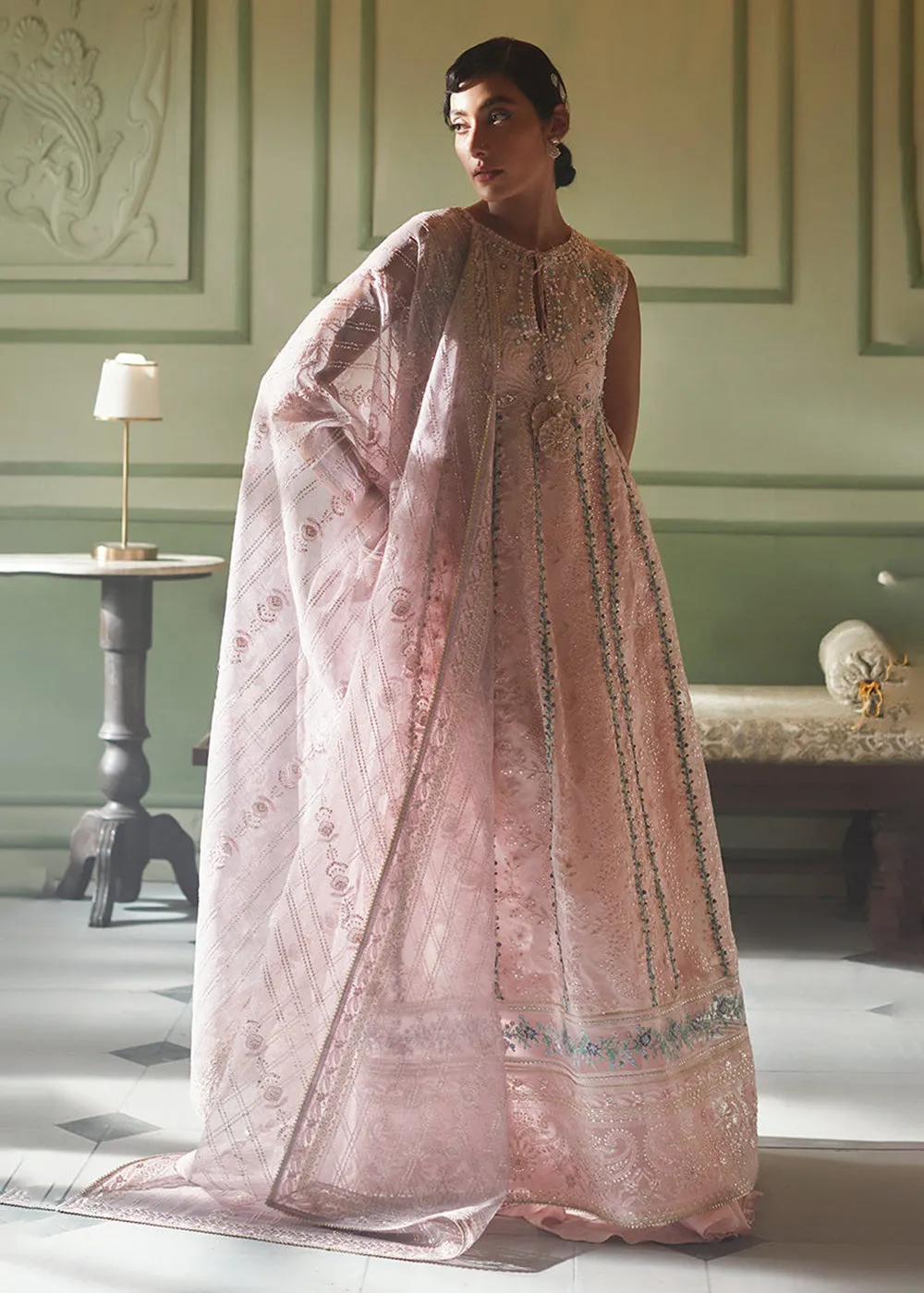 Pink Organza Net Pakistani Suit | Mushq | Qala Kamdaani | Zoya