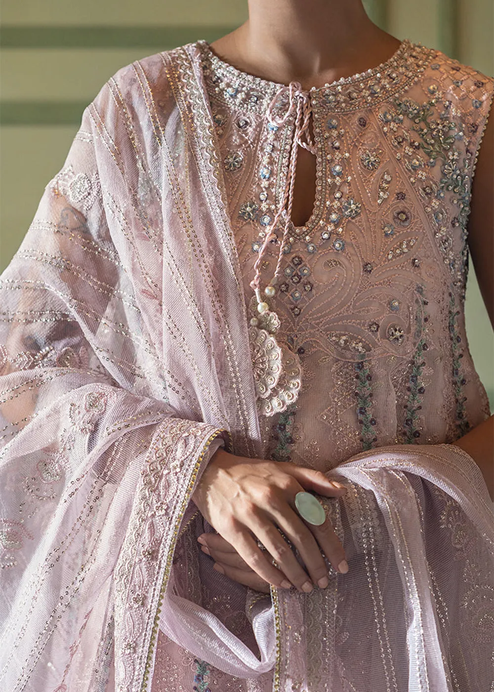 Pink Organza Net Pakistani Suit | Mushq | Qala Kamdaani | Zoya