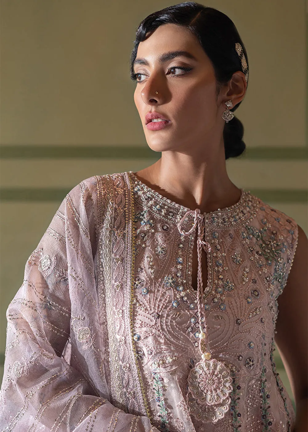 Pink Organza Net Pakistani Suit | Mushq | Qala Kamdaani | Zoya