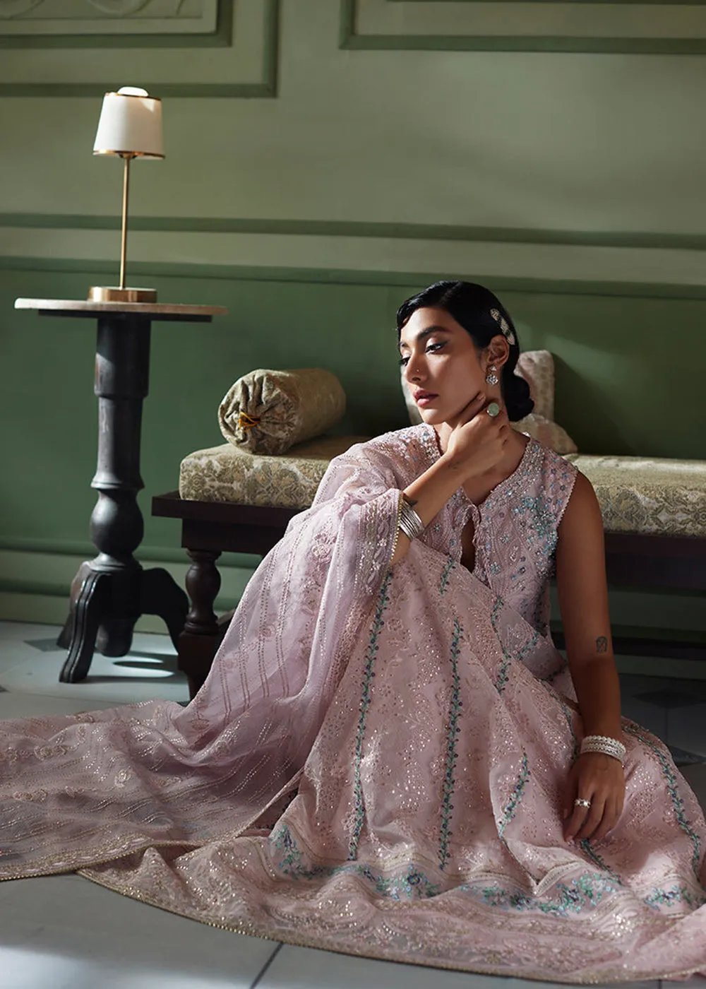 Pink Organza Net Pakistani Suit | Mushq | Qala Kamdaani | Zoya