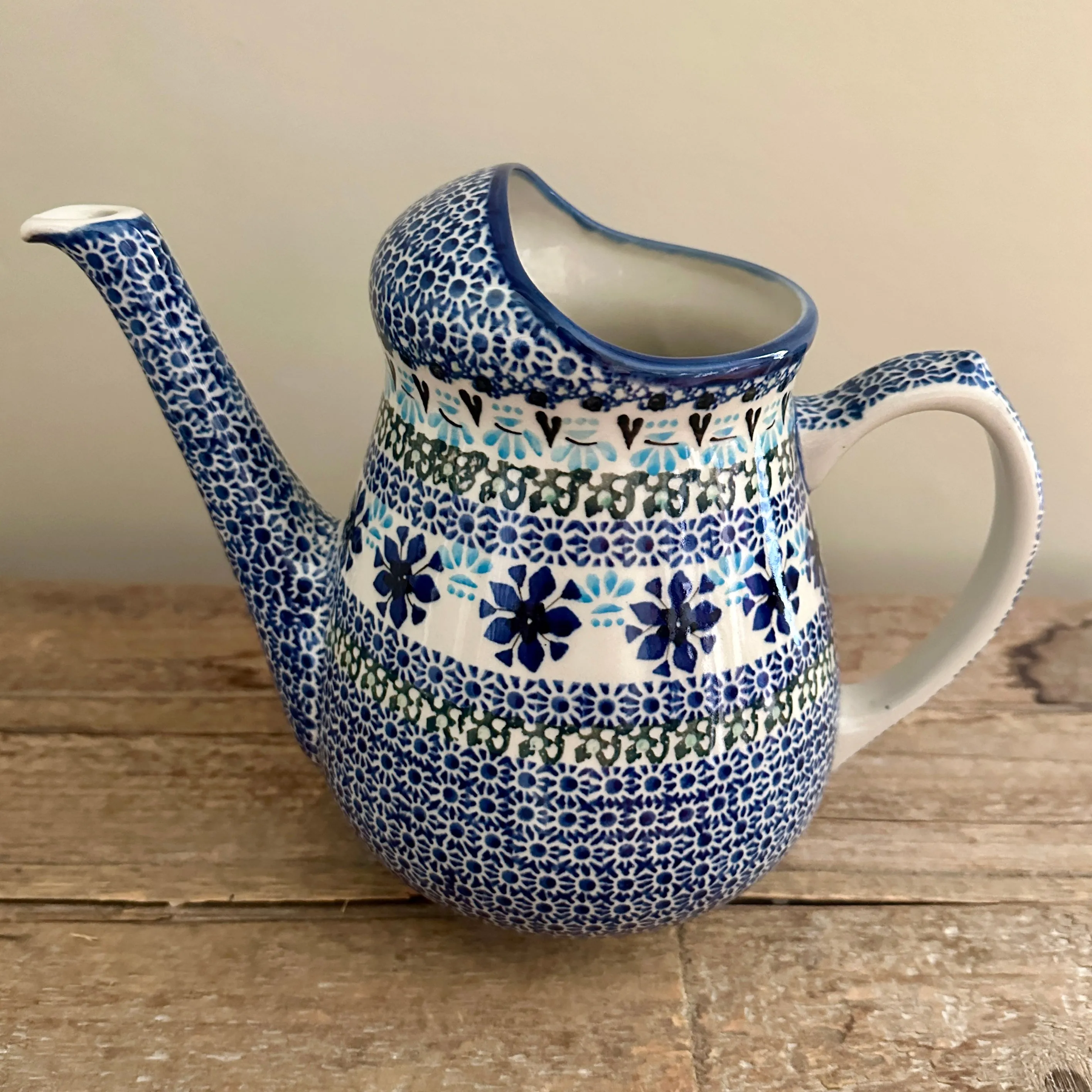Polish Pottery Signature Watering Pitcher or Flower Vase